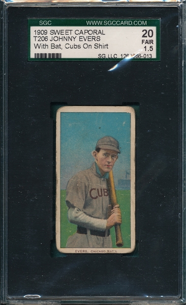 1909-1911 T206 Evers, Cubs On Shirt, SGC 20