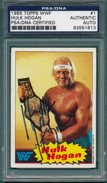 1985 Topps WWE #1 Hulk Hogan, Signed, PSA Authentic