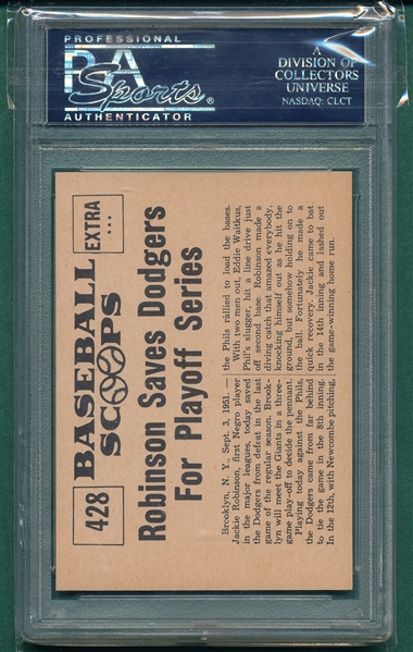 1961 Nu-Card Scoops #428 Jackie Robinson PSA 9 