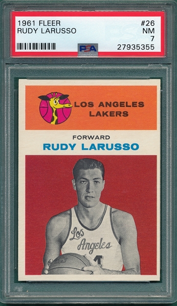 1961 Fleer Basketball #26 Rudy Larusso PSA 7