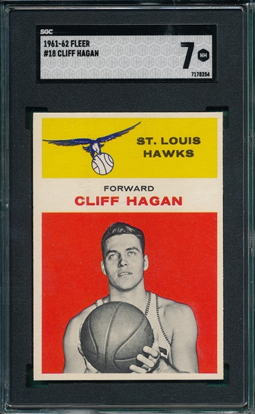 1961 Fleer Basketball #18 Cliff Hagan SGC 7