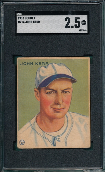 1933 Goudey #214 John Kerr SGC 2.5