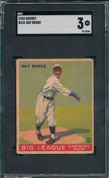 1933 Goudey #141 Ray Benge SGC 3