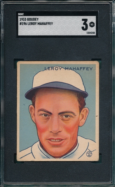 1933 Goudey #196 LeRoy Mahaffey SGC 3