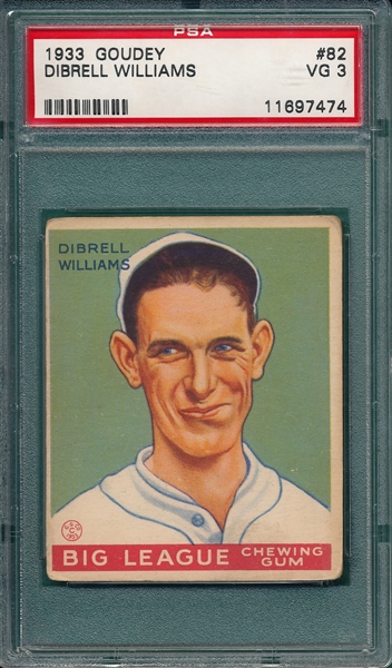1933 Goudey #82 Dibrell Williams PSA 3