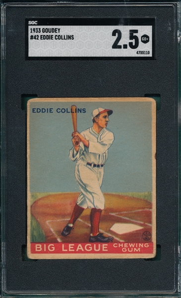 1933 Goudey #42 Eddie Collins SGC 2.5