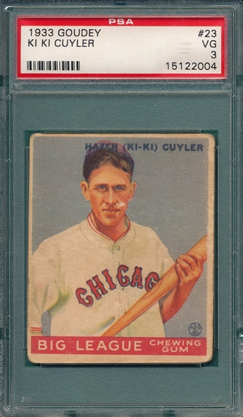 1933 Goudey #23 Ki Ki Cuyler PSA 3