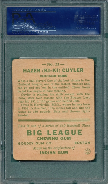 1933 Goudey #23 Ki Ki Cuyler PSA 3