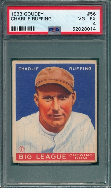 1933 Goudey #56 Charlie Ruffing PSA 4