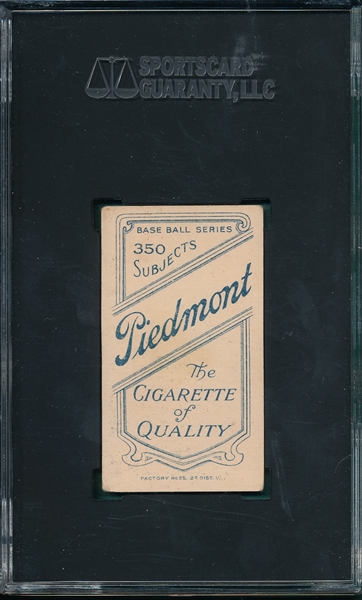 1909-1911 T206 Huggins, Portrait, Piedmont Cigarettes, SGC 2.5