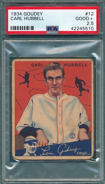 1934 Goudey #12 Carl Hubbell PSA 2.5
