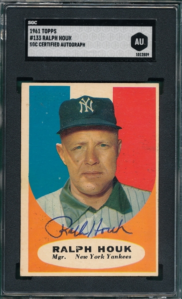 1961 Topps #133 Ralph Houk SGC Authentic *Signed*