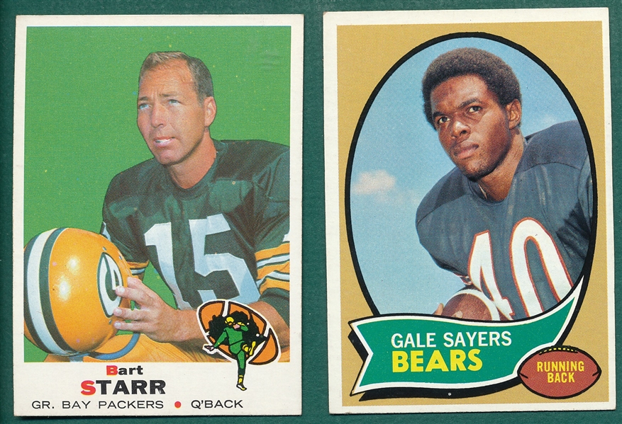 1969/70 Topps FB #215 Starr & #70 Sayers, Lot of (2)