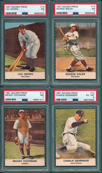 1961 Golden Press Lot of (12) W/ #16 Lou Gehrig