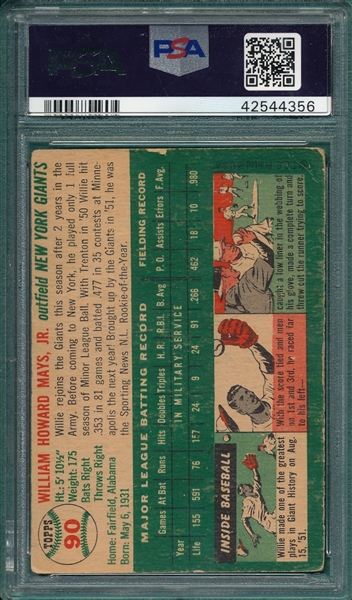1954 Topps #90 Willie Mays PSA 1.5