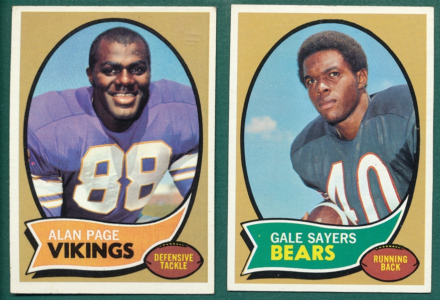 1969/70 Topps FB #215 Starr, #59 Page, Rookie & #70 Sayers (2), Lot of (4)