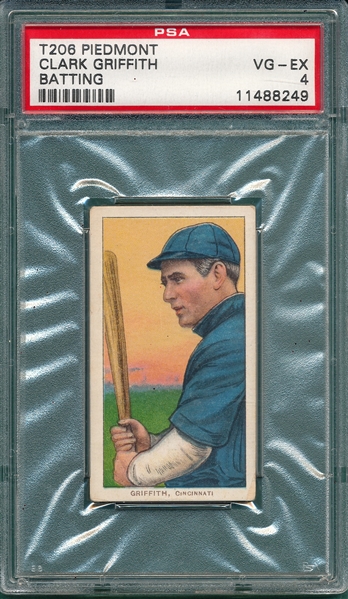 1909-1911 T206 Griffith, Batting, Piedmont Cigarettes PSA 4