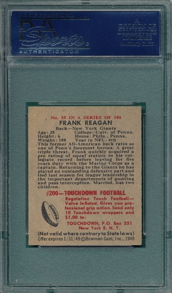 1948 Bowman FB #55 Frank Reagan PSA 7