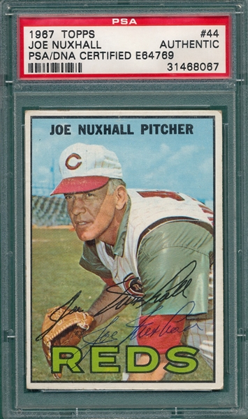 1967 Topps #44 Joe Nuxhall PSA Authentic *Signed*