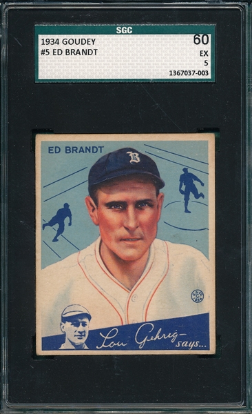 1934 Goudey #5 Ed Brandt SGC 60