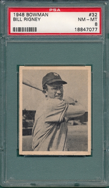 1948 Bowman #32 Bill Rigney PSA 8