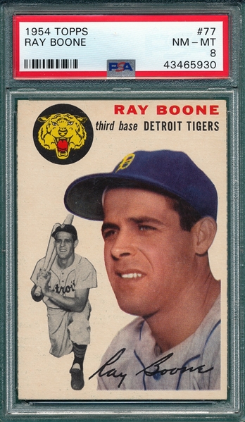 1954 Topps #77 Ray Boone PSA 8