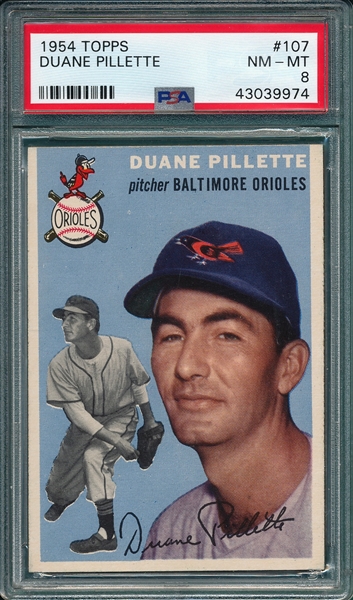 1954 Topps #107 Duane Pillette PSA 8