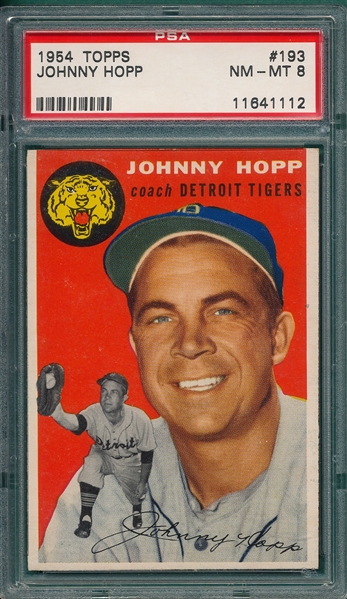 1954 Topps #193 Johnny Hopp PSA 8
