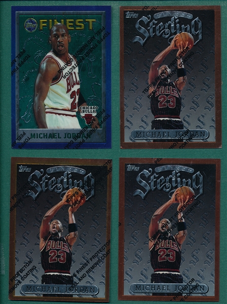 1995 Topps Finest #229 Michael Jordan & 1996 Topps Finest Sterling #50 Michael Jordan, Lot of (4)