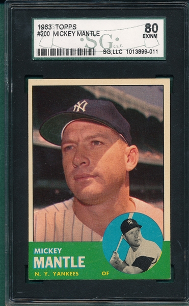 1963 Topps #200 Mickey Mantle SGC 80