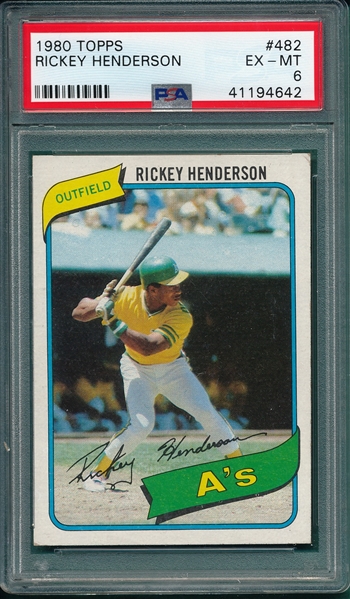 1980 Topps #482 Rickey Henderson PSA 6 *Rookie*