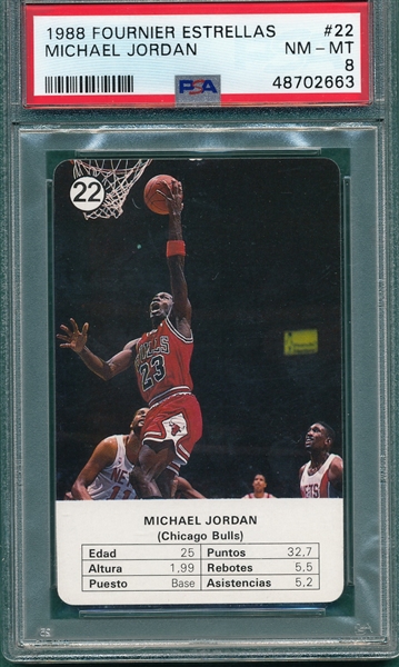 1988 Fournier Estrellas #22 Michael Jordan PSA 8