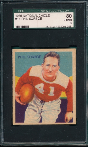 1935 National Chicle #14 Phil Sorboe SGC 80