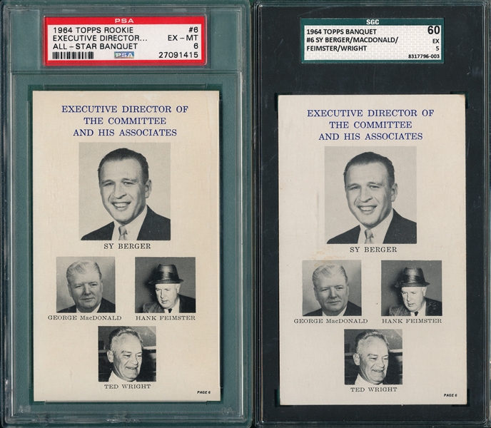 1964 Topps All Star Rookie Banquet Lot of (5) SGC & PSA 