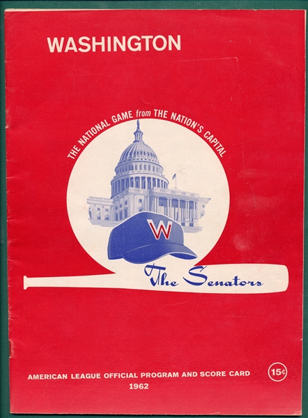 1946 Senators Scorecard & 1962 Senators Program, Lot of (2)