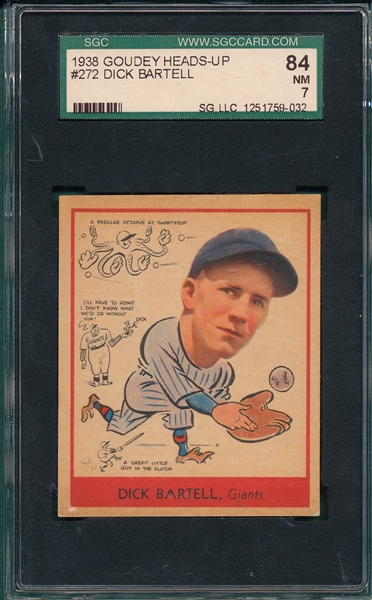 1938 Goudey Heads-Up #272 Dick Bartell SGC 84