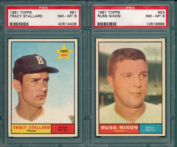 1961 Topps #53 Nixon & #81 Stallard, Lot of (2) PSA 8