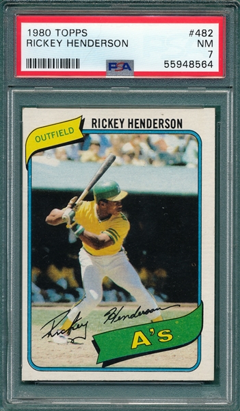 1980 Topps #482 Rickey Henderson PSA 7 *Rookie*