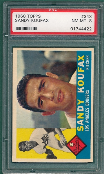 1960 Topps #343 Sandy Koufax PSA 8