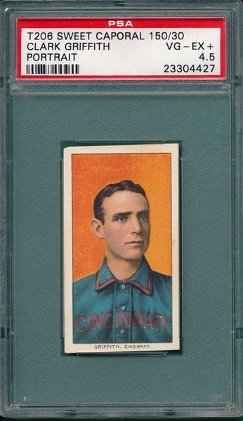 1909-1911 T206 Griffith, Portrait, Sweet Caporal Cigarettes, PSA 4.5