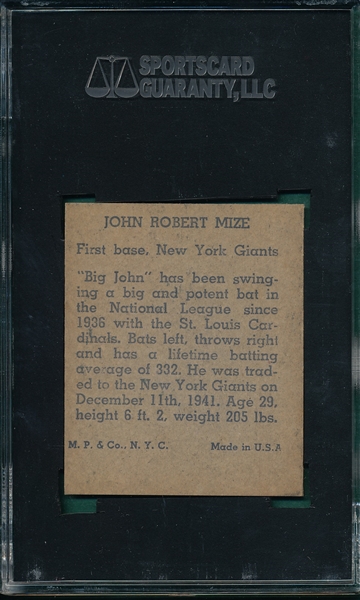 1943 R302-1 John Mize, M. P. & Co., SGC 86