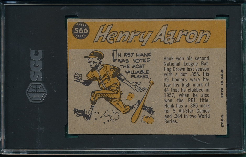 1960 Topps #566 Hank Aaron, AS, SGC 3 *Hi #*