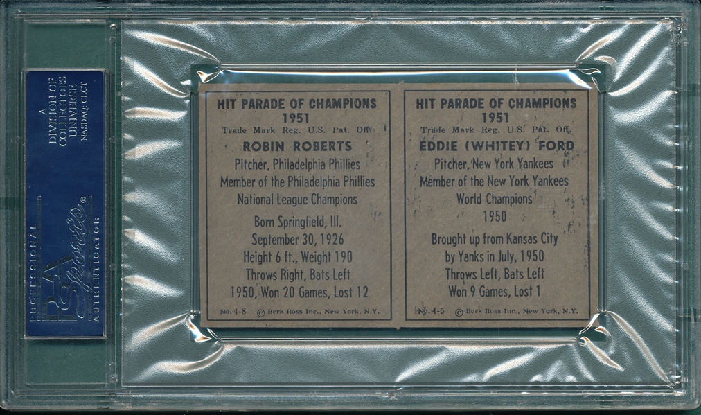 1951 Berk Ross Panel 4-8 Roberts & 4-5 Ford, Rookie, PSA 7