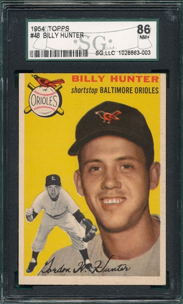 1954 Topps #48 Billy Hunter SGC 86