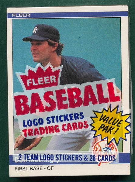 1984 Fleer Unopened Cello With Mattingly, Rookie, On Top