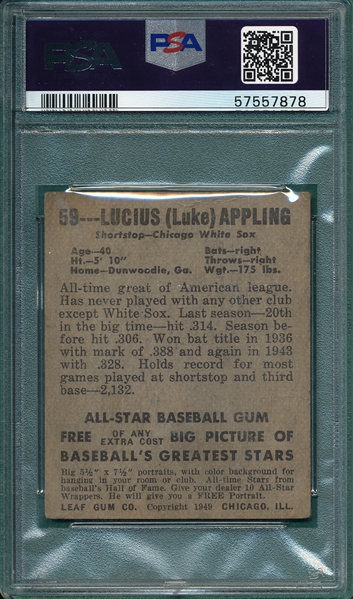 1948 Leaf #59 Lucius Appling PSA 2.5
