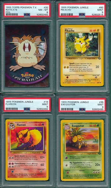 1999 Pokemon Jungle & TV, Lot of (4) W/ Pikachu PSA 9 *Mint*