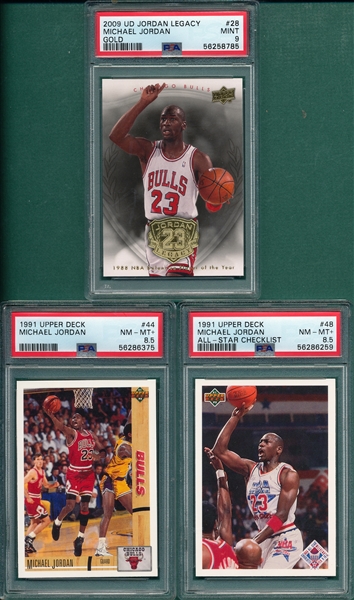 1991/2009 Upper Deck Michael Jordan, Lot of (3) PSA