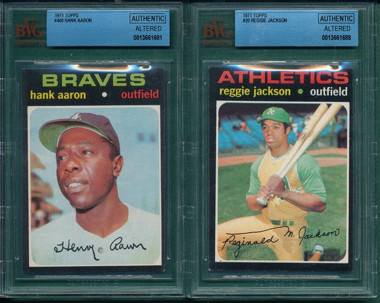 1971 Topps #20 jackson & #400 Aaron, Lot of (2), BVG Authentic