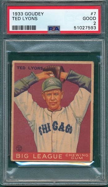 1933 Goudey #7 Ted Lyons PSA 2